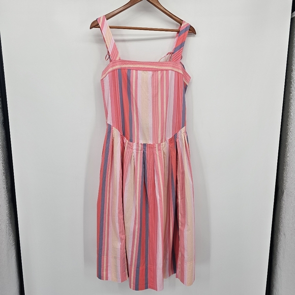 Free People Primavera Stripe Cotton Midi Dress Strawberry Combo Womens Small New - Picture 3 of 8
